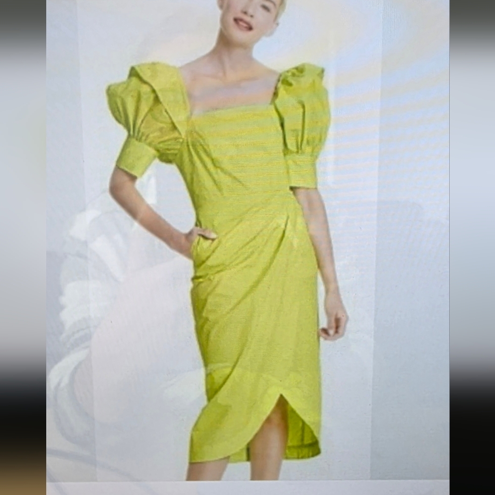 Christopher John Rogers for Target neon green Sweetness Faux wrap Dress